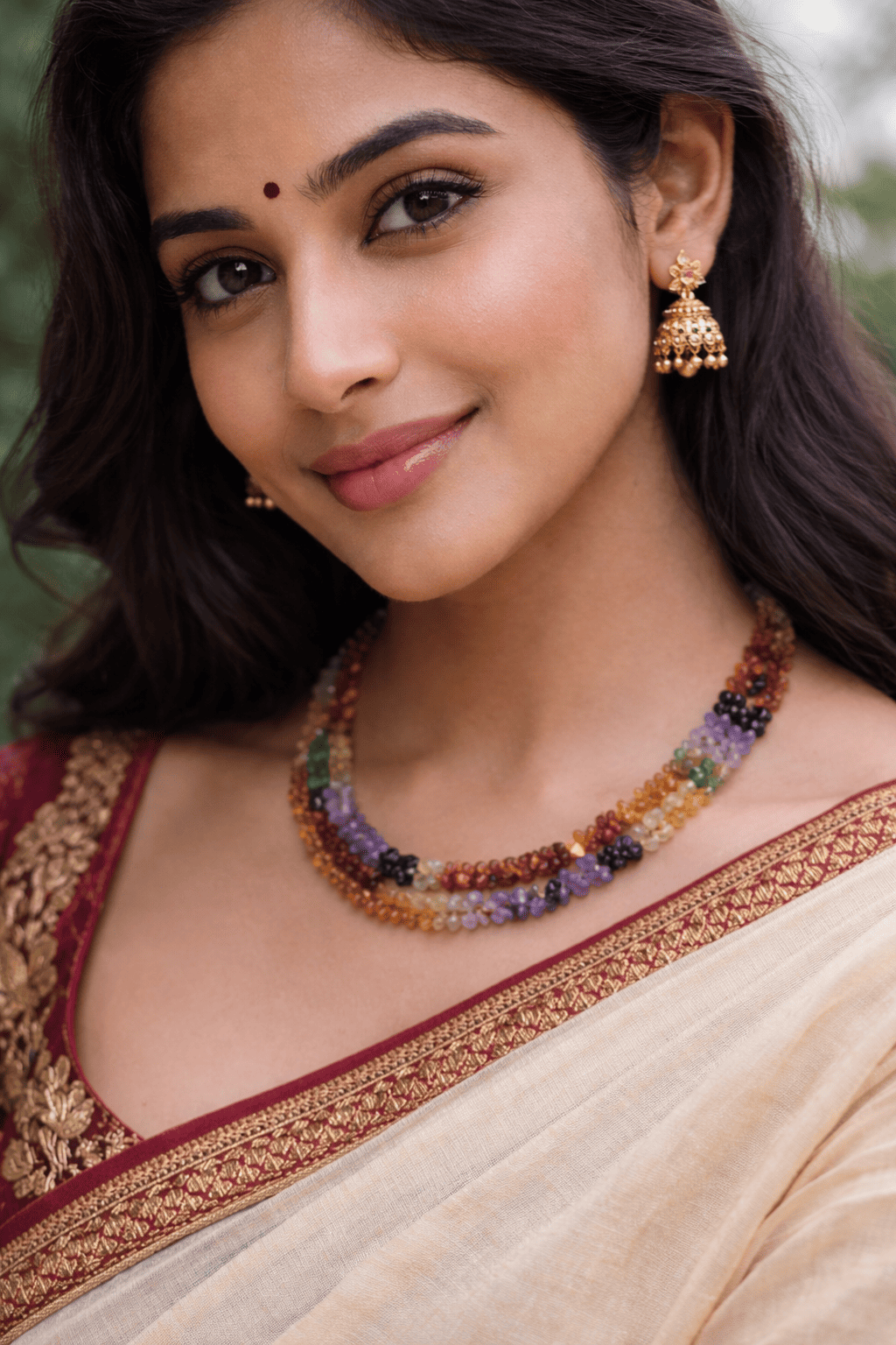 Natural Multicolour Uncut Beads Necklace | 3–4 mm | 14–15 Inch Bead Strand