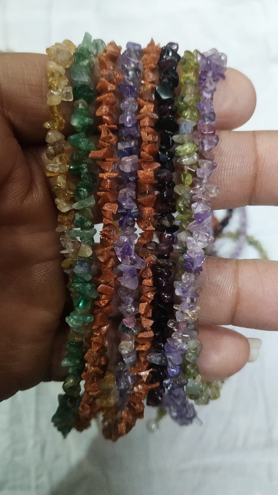 Natural Multicolour Uncut Beads Necklace | 3–4 mm | 14–15 Inch Bead Strand