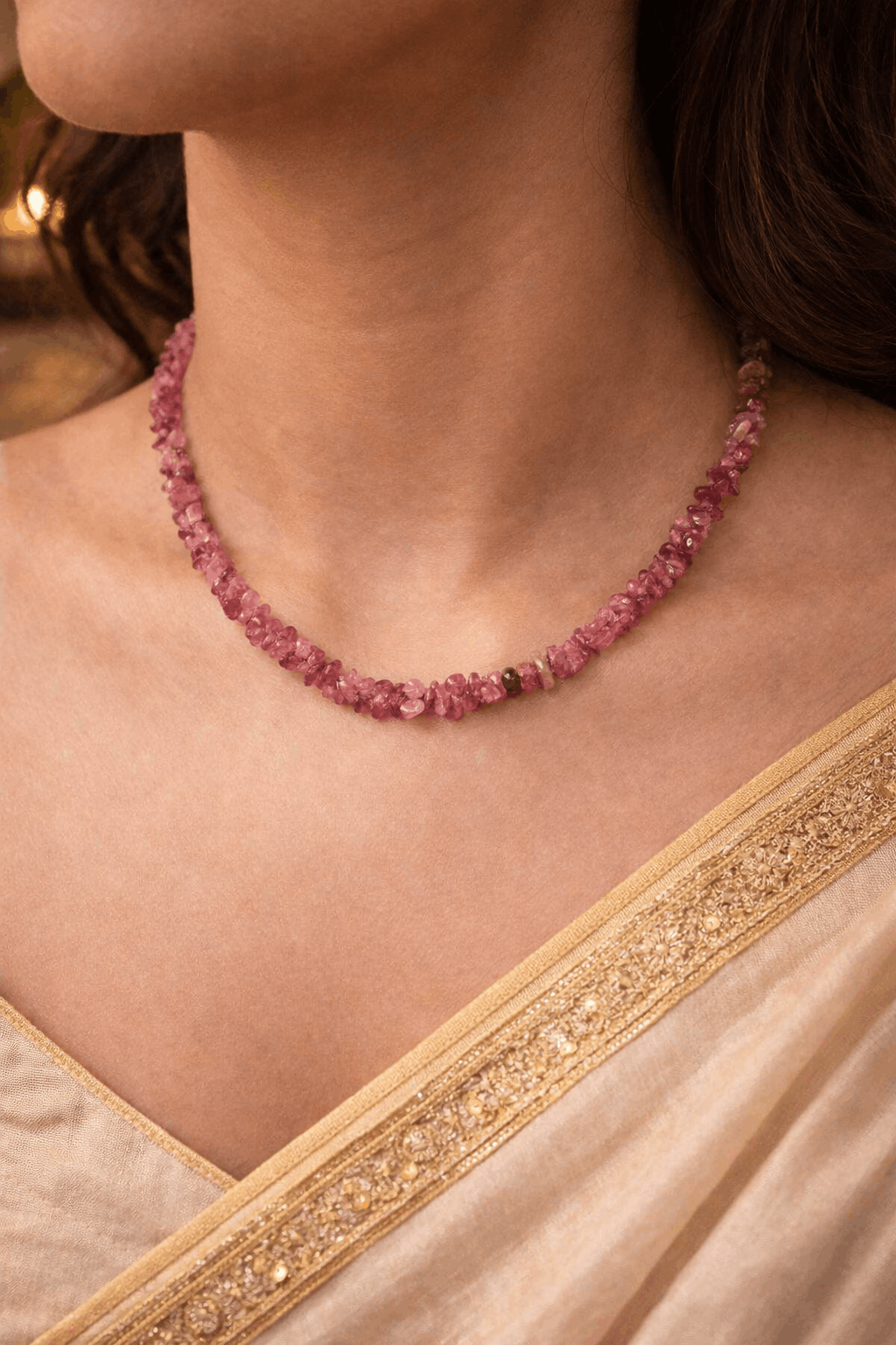 Red Quartz Uncut Beads Necklace (3–4 mm) | 14–15 Inch | Healing Crystal for Reiki & Energy Work | Unisex