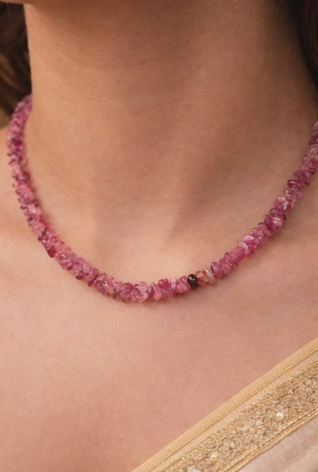 Red Quartz Uncut Beads Necklace (3–4 mm) | 14–15 Inch | Healing Crystal for Reiki & Energy Work | Unisex