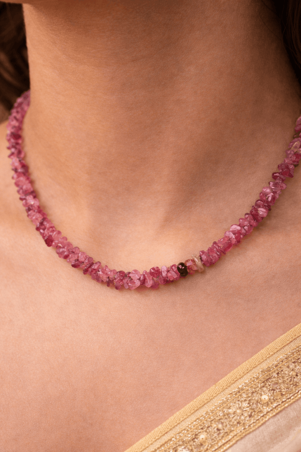 Red Quartz Uncut Beads Necklace (3–4 mm) | 14–15 Inch | Healing Crystal for Reiki & Energy Work | Unisex