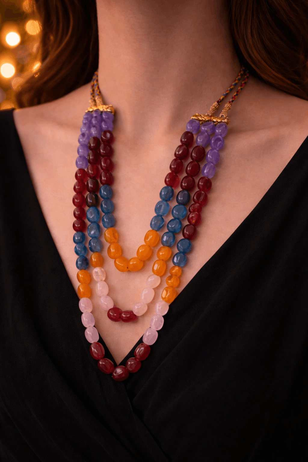 Zed Tumble Beads Necklace (14–15 Inch) – Natural Gemstone Beads for Energy Balance & Daily Wear