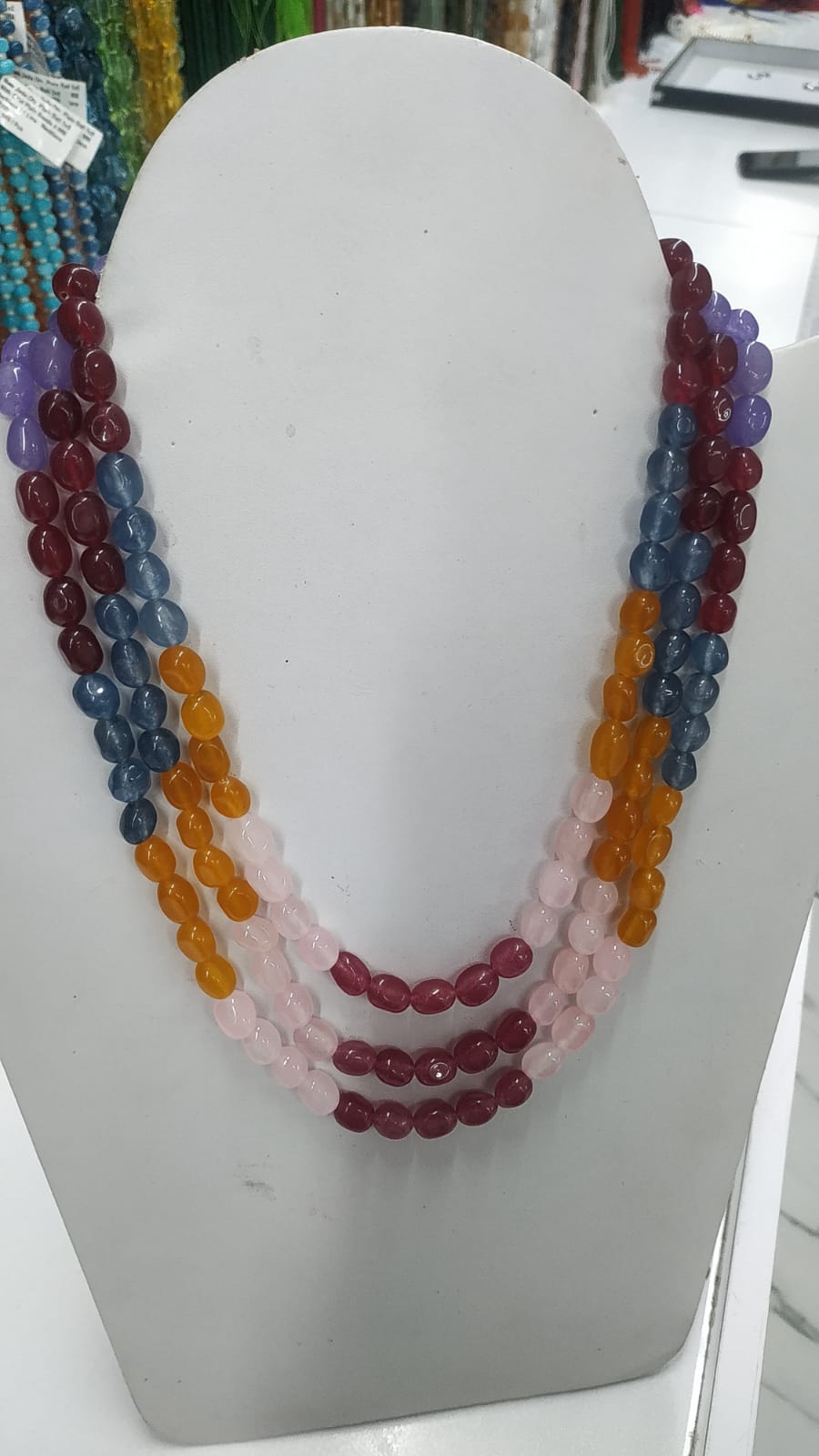 Zed Tumble Beads Necklace (14–15 Inch) – Natural Gemstone Beads for Energy Balance & Daily Wear
